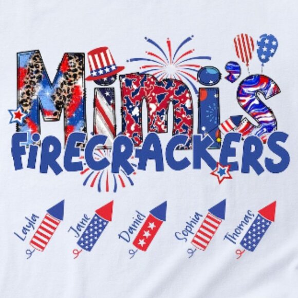 Mimi's Firecraker Shirt, Red White Blue Firecrackers T-Shirt - Picture 2 of 3